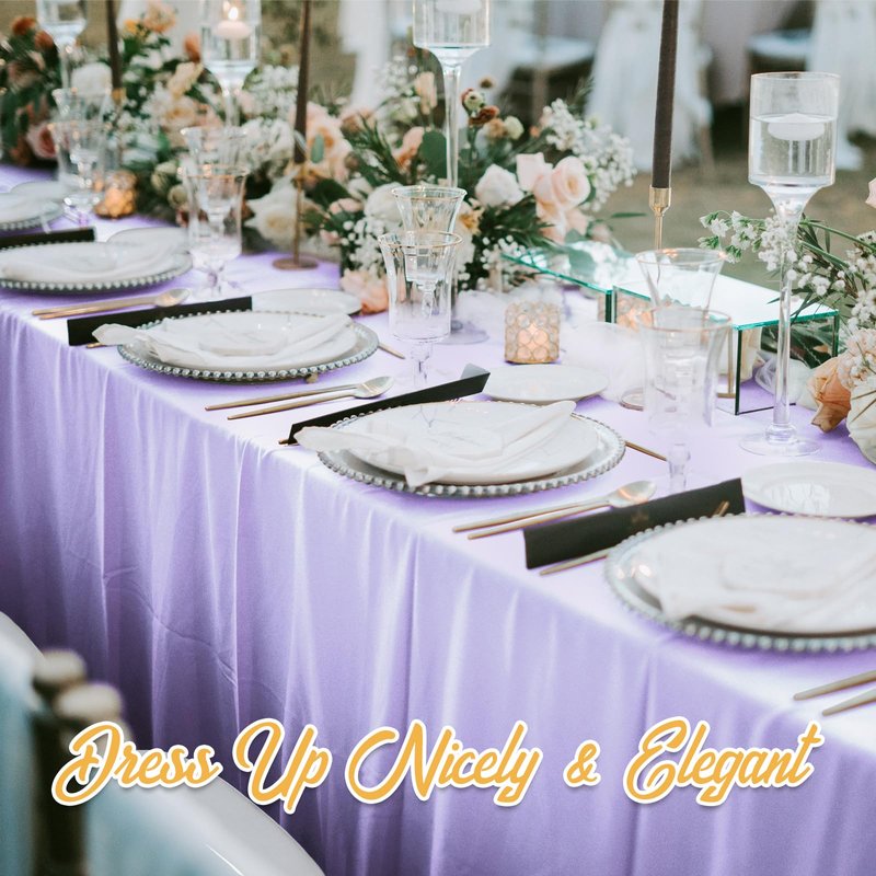 BRILLMAX 8 Pack Lavender Tablecloths 60 x 102 Inch for 6ft Rectangle Tables - 150 GSM Polyester Fabric, 15" Standard Drop, Water, Stain & Wrinkle Resistant Cloth Cover for Wedding Dining Buffet