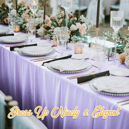 BRILLMAX 8 Pack Lavender Tablecloths 70 x 120 Inch for 6ft & 8ft Rectangle Tables - 150 GSM Polyester Fabric, Universal Fit, Water, Stain & Wrinkle Resistant Cloth Cover for Wedding Banquet Dining