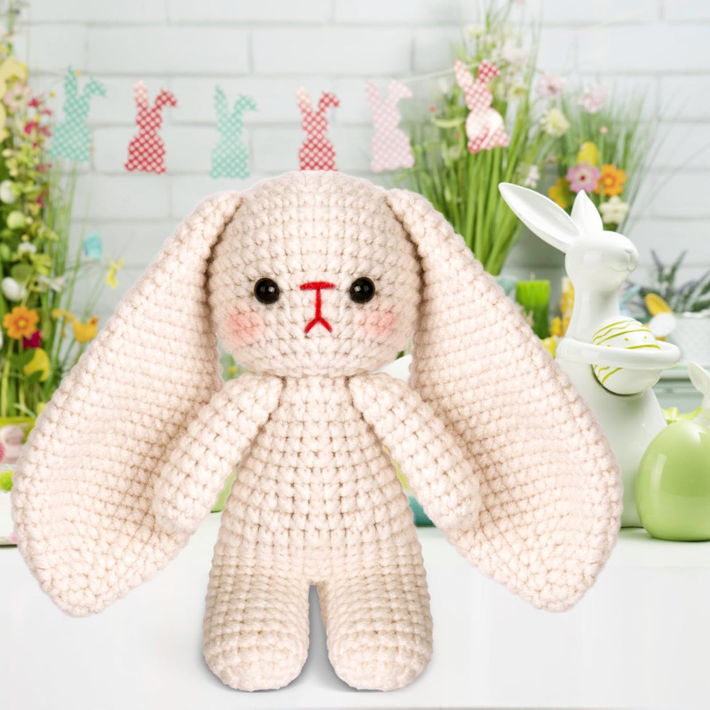 Crochetta Crochet Kit for Beginners, Crochet Starter Kit w Step-by-Step Video Tutorials, Beginner Crochet Kit Knitting Supplies for Adults Kids, Crochet Bunny(40%+ Yarn)