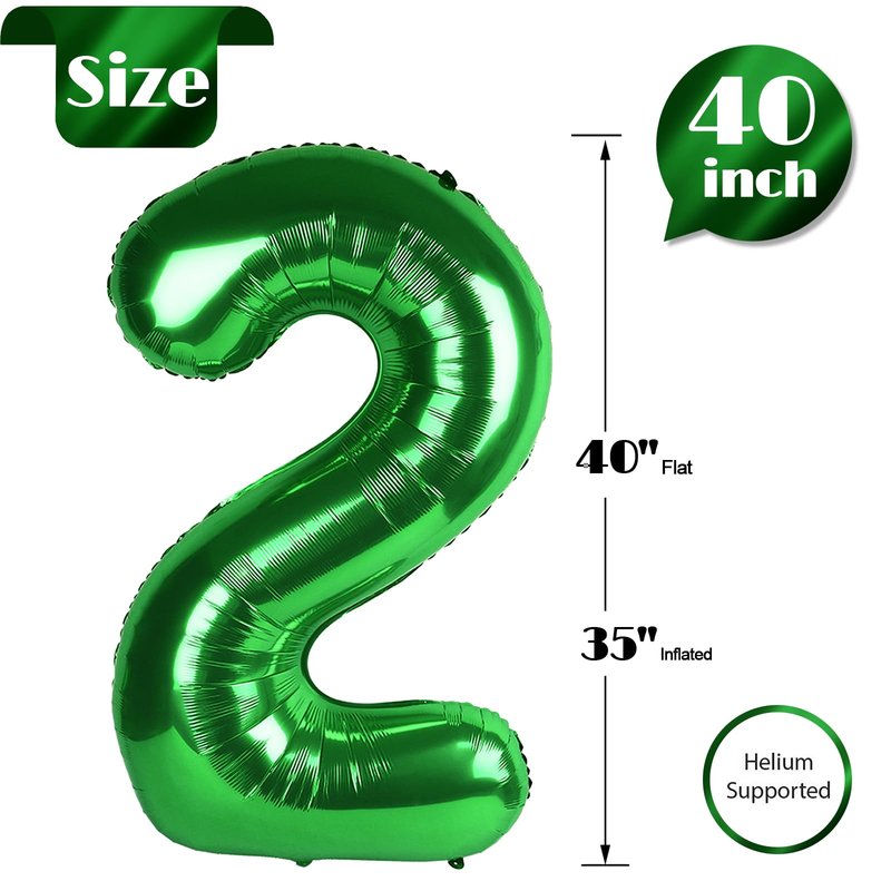 Green 2 Balloon, Number Balloons 40 Inch, 2nd Balloon Number Birthday Decorations, Second Two Birthday Party Supplies, Number 2 Balloon, St. Patrick's Day Games Theme Decorations