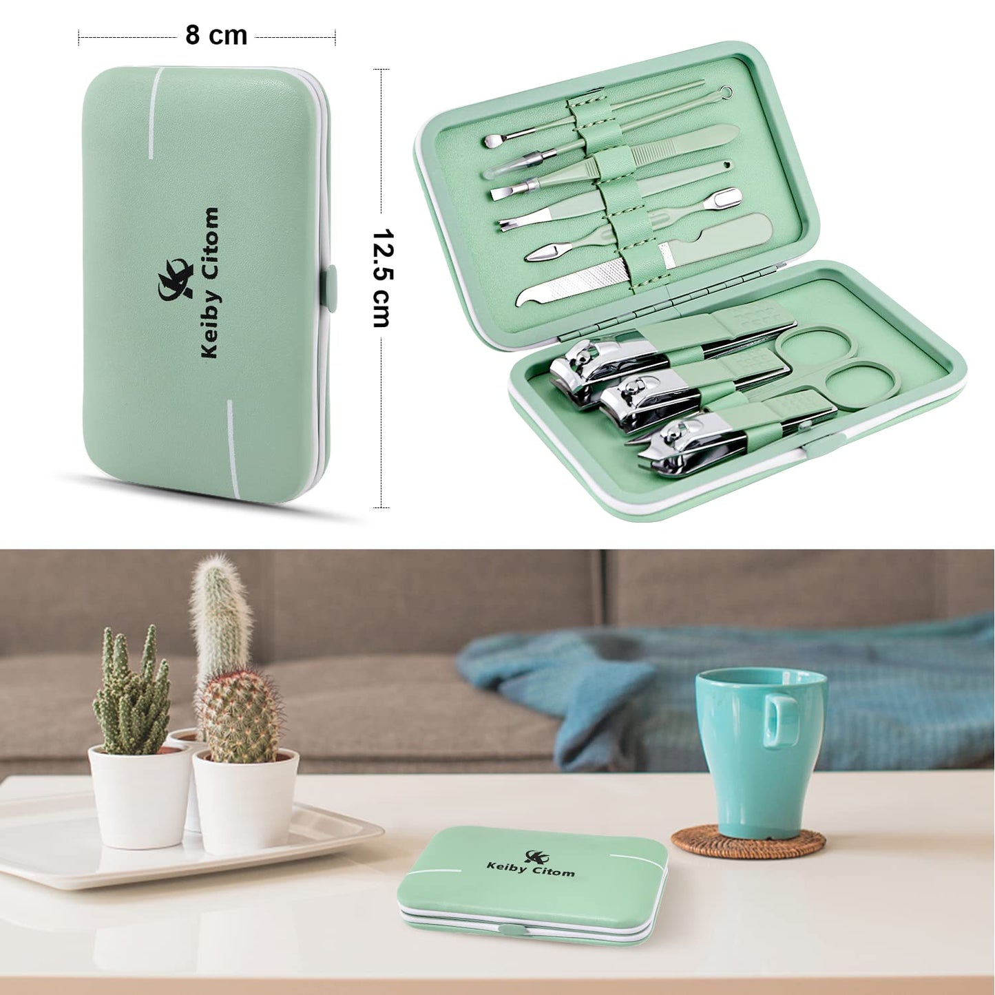 Manicure Set, Travel Mini Nail Clippers Kit Pedicure Care Tools, 10pcs Stainless Steel Grooming kit (Pink)