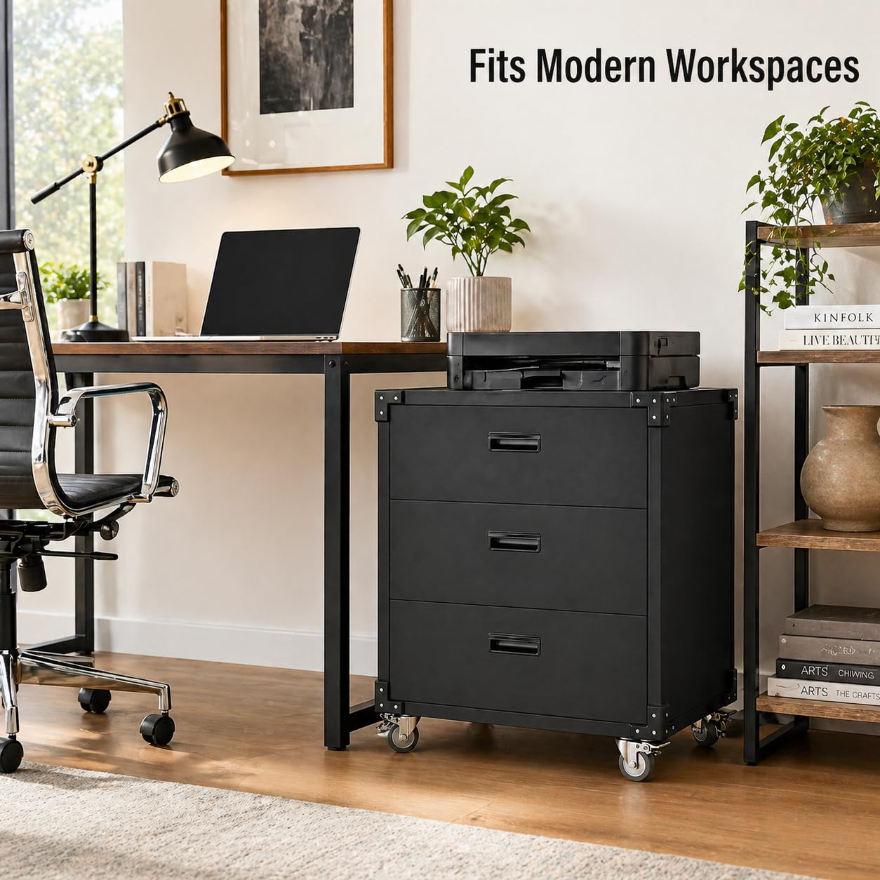 GarveeHome Heavy Duty Metal Tool Cabinet Organizer – 3 Lockable Drawers, Rolling Storage Cart & Workbench, Steel Construction, Easy Assembly, Ideal for Garage, Workshop, Warehouse, Office – Black