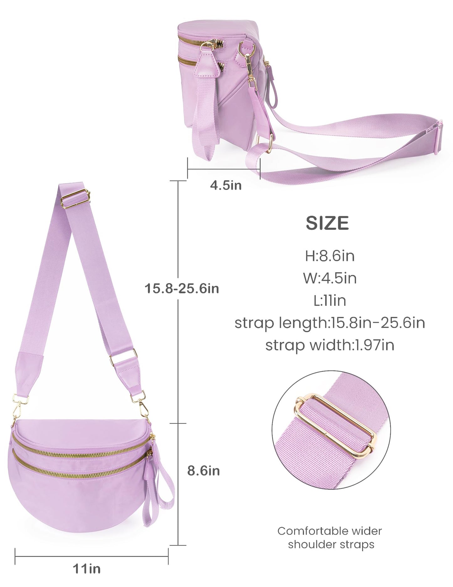 Spacious Nylon Crossbody Bag Bum Bag Handbags Wallets Purses Trendy Shoulder Bag for Women