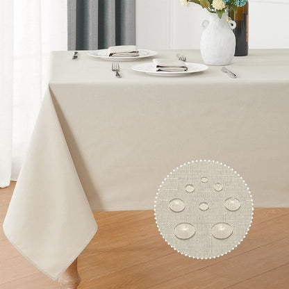 Veblandy Rectangle 8 Feet Tablecloth 60x120 inch Linen Textured Table Cloth Stain and Wrinkle Resistant Washable Polyester, Decorative Table Cover Waterproof for Dining, Buffet and Camping, Beige