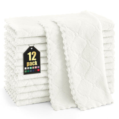 Homaxy 12 Pack Kitchen Dish Cloths (10 x 10 Inches, Grey), Super Soft and Absorbent Coral Velvet Dish Towels, Nonstick Oil Fast Drying Microfiber Cleaning Cloth, No Lint Household Dishcloths