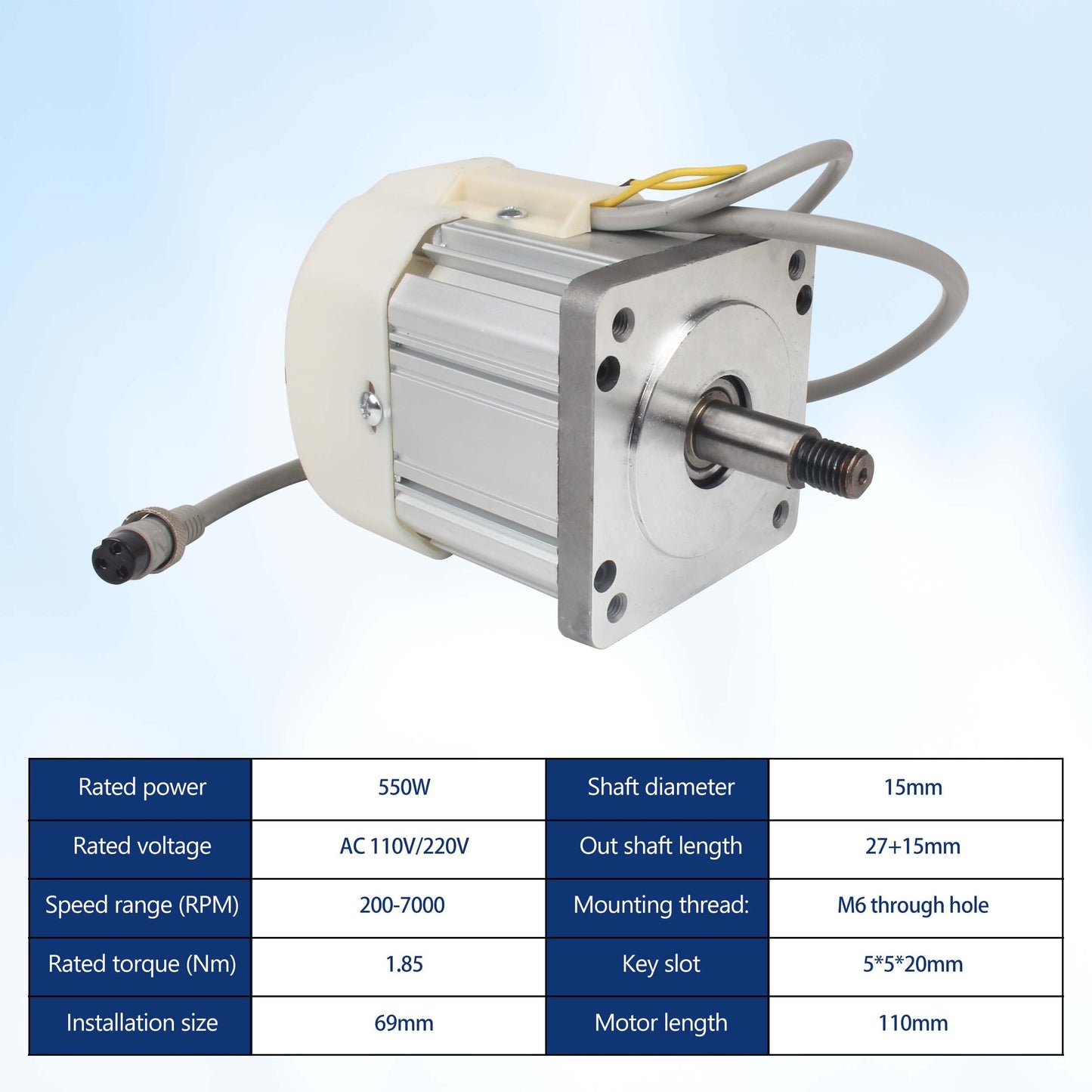 RATTMMOTOR 550W Permanent Magnet DC Brushless Servo Motor 200-7000RPM 1.85N.m+Servo Motor Speed Controller for Woodworking Machine/Lathe/Drilling and Tapping Machine/Reducer/Belt Sander (110V)