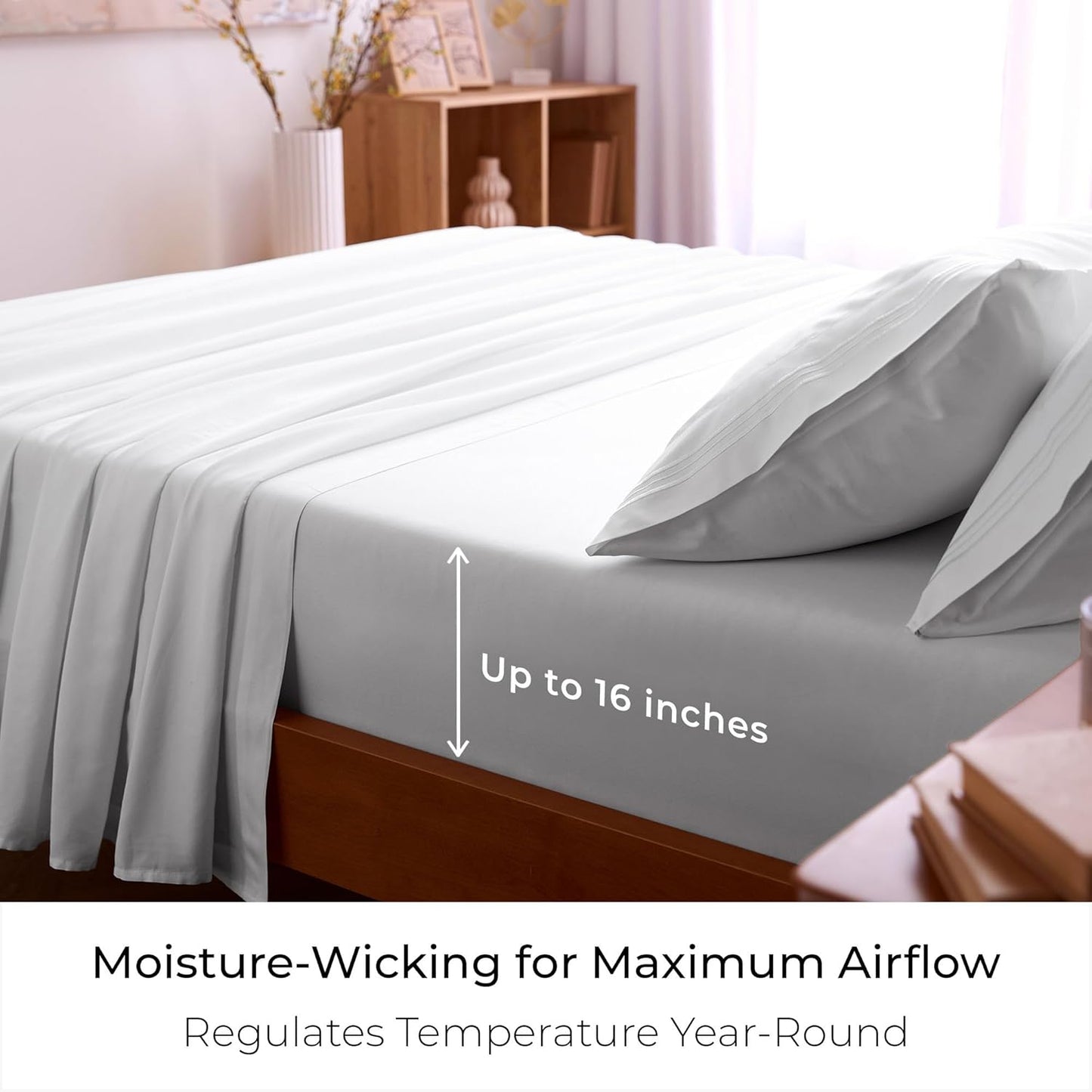Mellanni King Sheet Set - 6-Piece Extra Soft Cooling Bedding | 16-Inch Deep Pocket, Easy Care - White