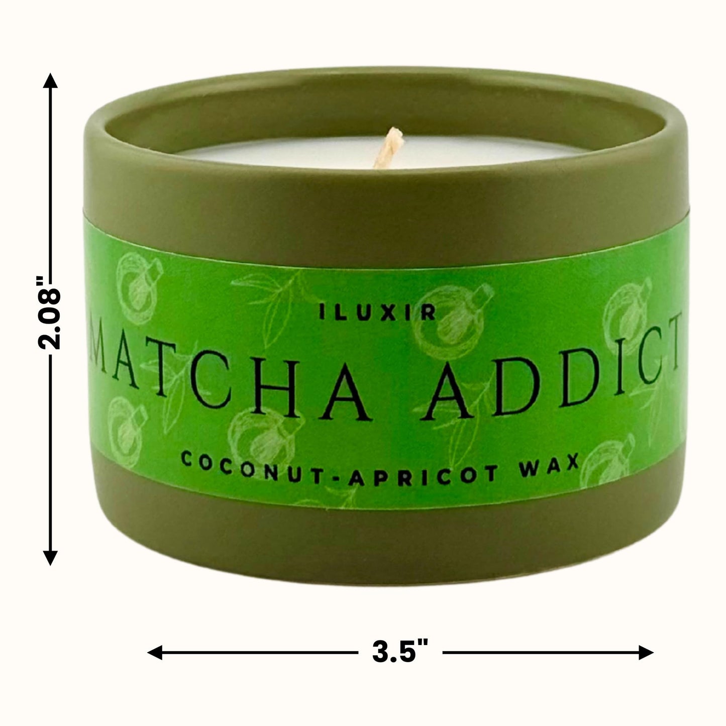 ILUXIR Matcha Scented Candle – Green Tea Citrus Sandalwood Aromatherapy Candle, Long Burning, Hand-Poured Coconut Apricot Wax, Non-Toxic, Cruelty-Free - 5 oz for Matcha Enthusiasts