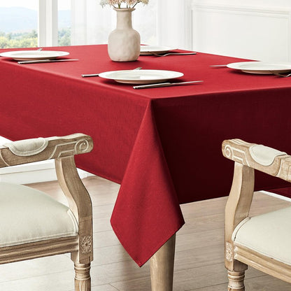 Veblandy Rectangle Tablecloth Waterproof 60x104 inch Linen Textured Table Cloth Stain and Wrinkle Resistant Washable, Decorative Fabric Table Cover for Dining, Party and Camping, Red