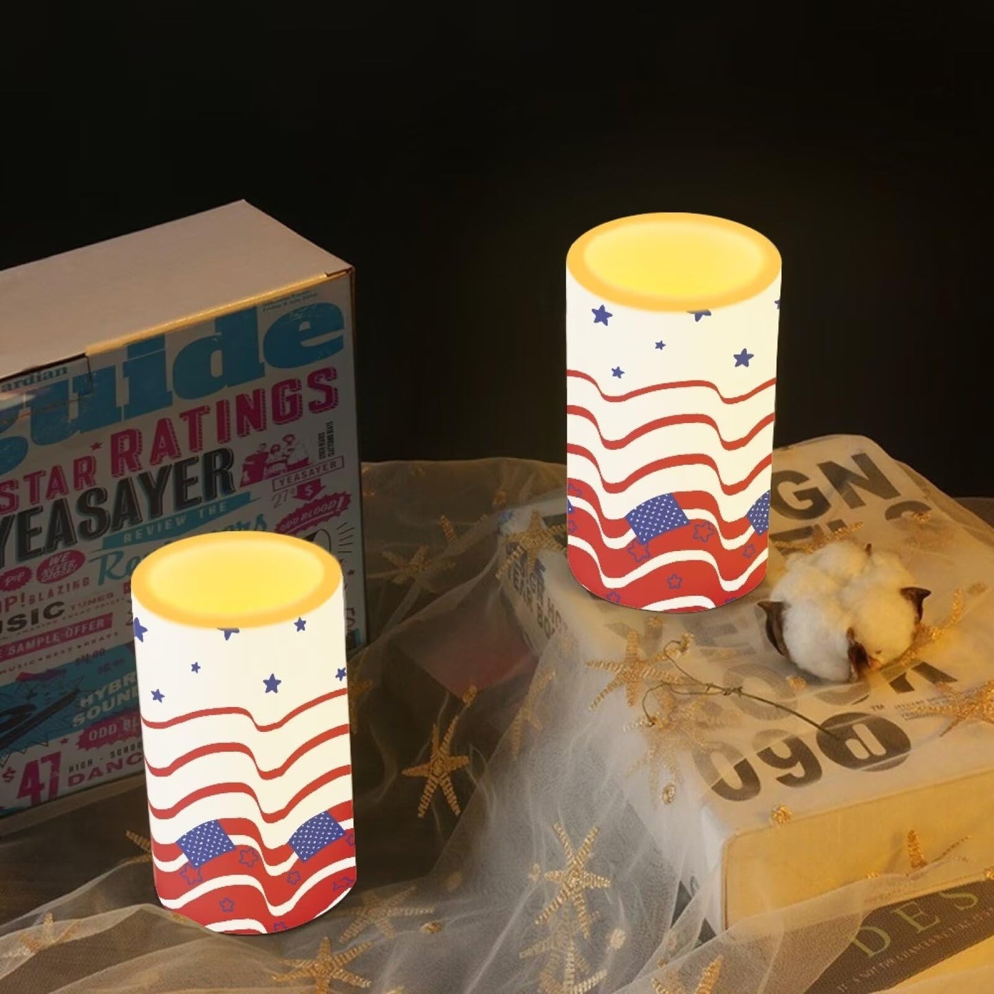 Luarisgur Independence Day Flameless Candles with Remote Stars and Stripes Decorations Battery Candles Flickering LED Candles with Remote for Home Party Holiday 4th of July Decor Electric Fake Candles