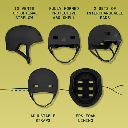 Retrospec Dakota Bicycle / Skateboard Helmet for Adults - Commuter, Bike, Skate, Scooter, Longboard & Incline Skating - Highly Protective & Premium Ventilation- Large - Matte Black, 4271
