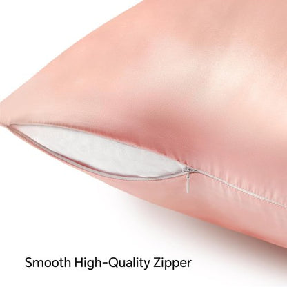 BEDELITE Satin Pillowcase Set - Super Soft & Cooling Zippered Pillow Cases | Coral, Standard Size (20x26 Inches)
