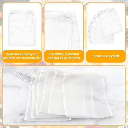 6 Pcs White Nylon Straining Bag - Fine Mesh Nylon Filter Bags, Homebrew Beer Wine Cider Dry Hop Beers Brewing Filters, Reusable Drawstring Brew Bags for Hops, Grains & Fruit (6" x 8")