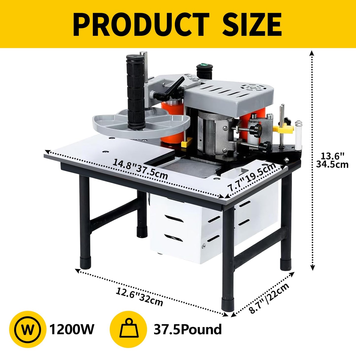 DEVALLEY Woodworking Edge Bander Banding Machine Portable Edge Bander Curve Straight Edge Banding Machine With Speed Control 5-10m/min (110V, Adjustable speed)