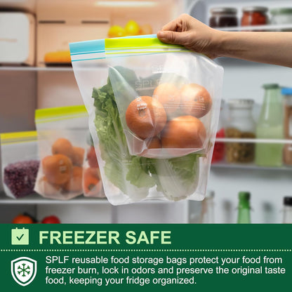 SPLF 20 Pack Reusable Sandwich Bags Dishwasher Microwave Safe, BPA Free Extra Thick Leakproof Reusable Food Storage Bags Silicone and Plastic Free Quart Size Freezer Bags Containers