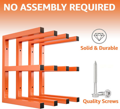 YYR Wood Organizer - Heavy Duty Metal Lumber Storage Rack | 6-Level Wall Mount Holds 1200 LBS - Orange
