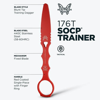 Benchmade - SOCP 176T Tactical Training Dagger Knife with Red 400C Handle (176T)