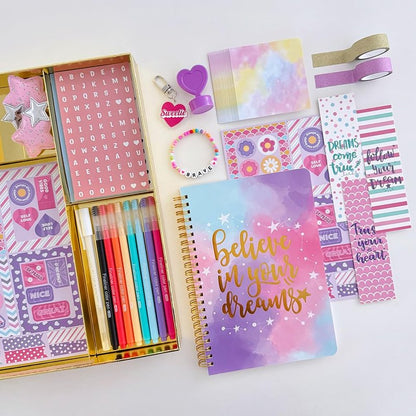 Nollh DIY Journal Kit for Girls - 200+PCS Teen Tween Girl Gifts Trendy Stuff, Stocking Stuffers, Scrapbook Supplies Stationery Set, Art Crafts Kit - Ideal Gifts for 8 9 10 11 12 13 14 Year Old Girl