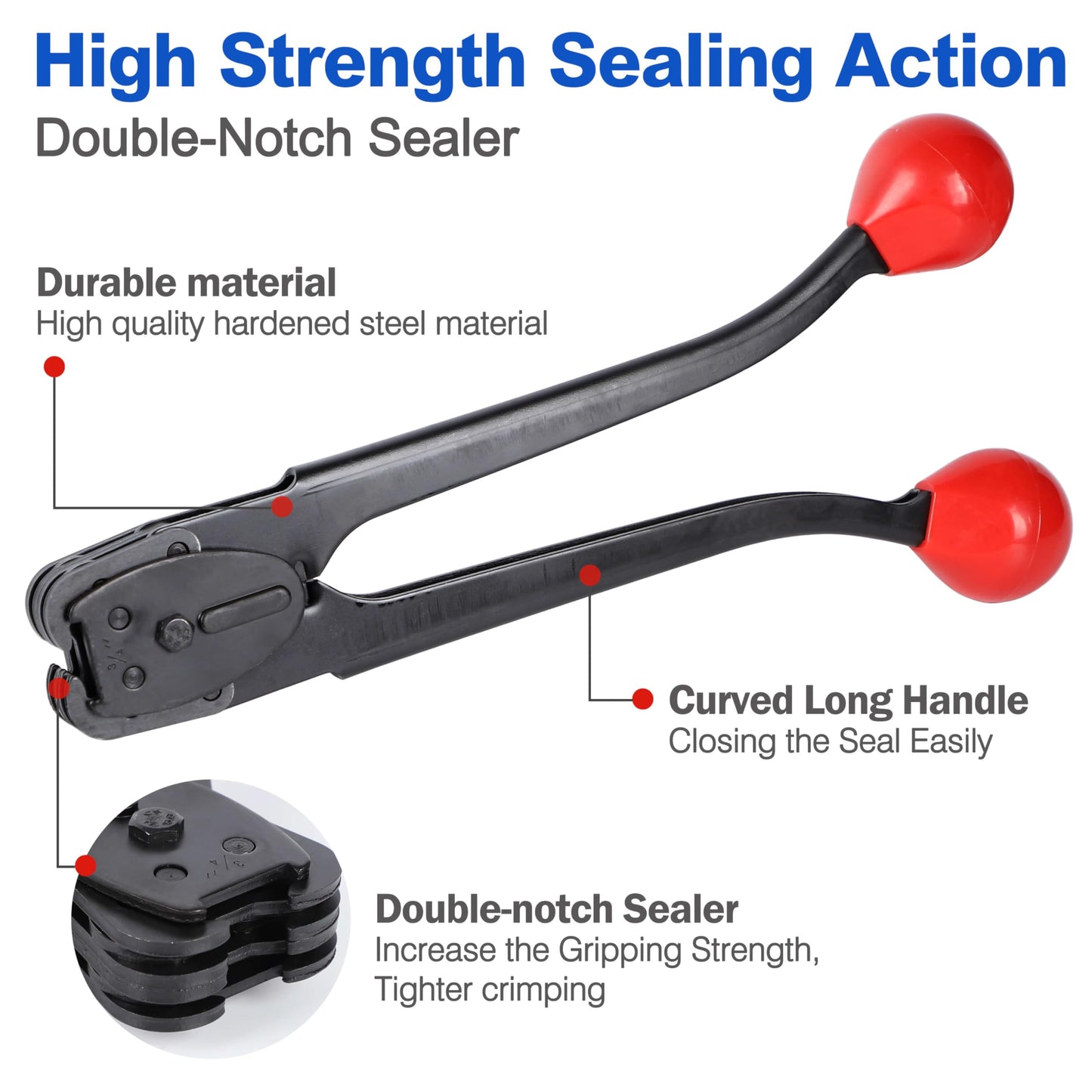 Hawaminent 3 in 1 Premium Banding Strapping Kit -Heavy Duty Banding Tools, Steel Strapping Tensioner for 3/8"-3/4" Metal Banding, Strapping Cutter, Sealer&Crimper Tool for High Tensile Pallet Packging