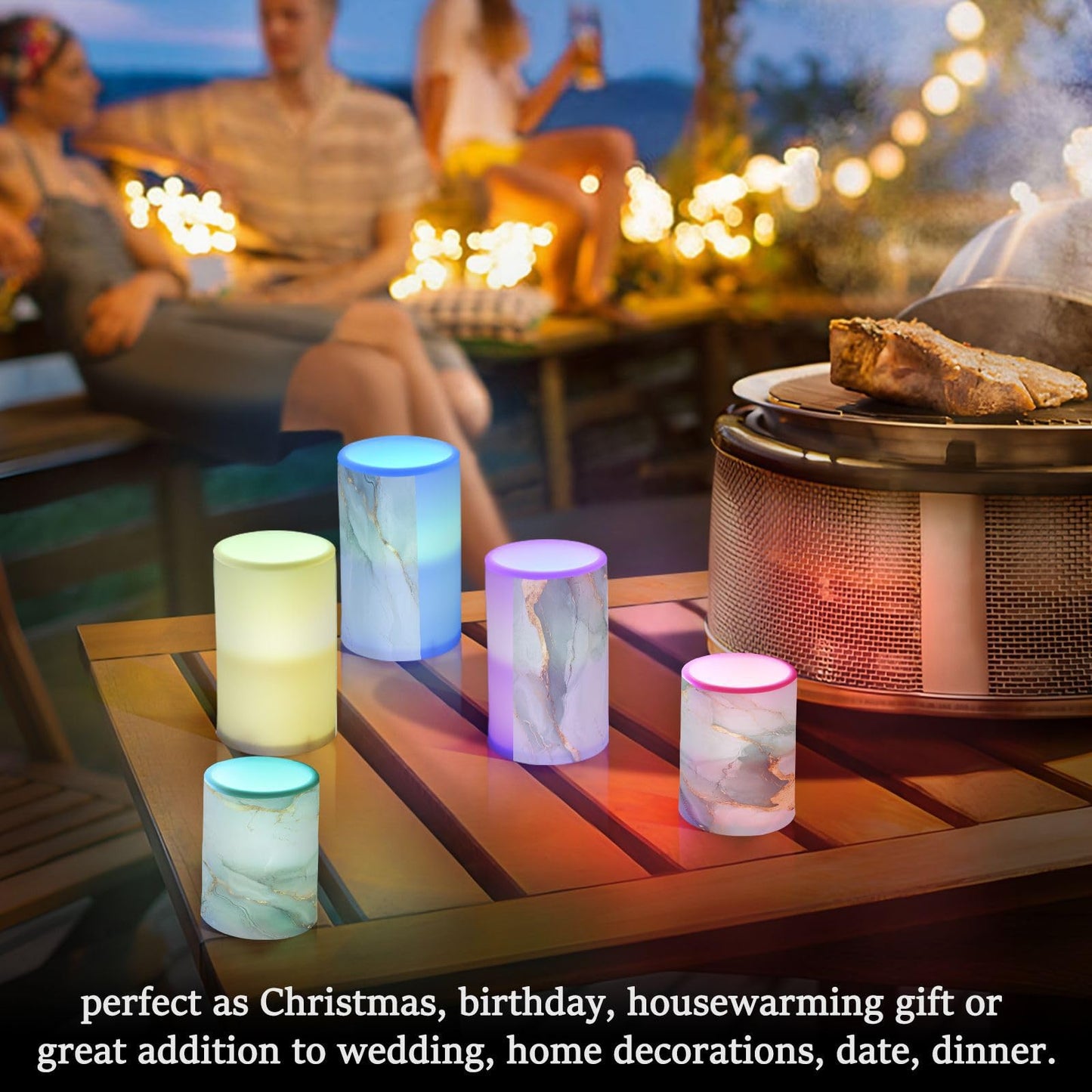 Zathe Flameless Pillar Candle Batteries Led Pillar Candles for Living Room Marble White White