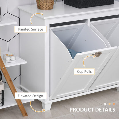 Tilt Out Laundry Sorter Bathroom Cabinet, White