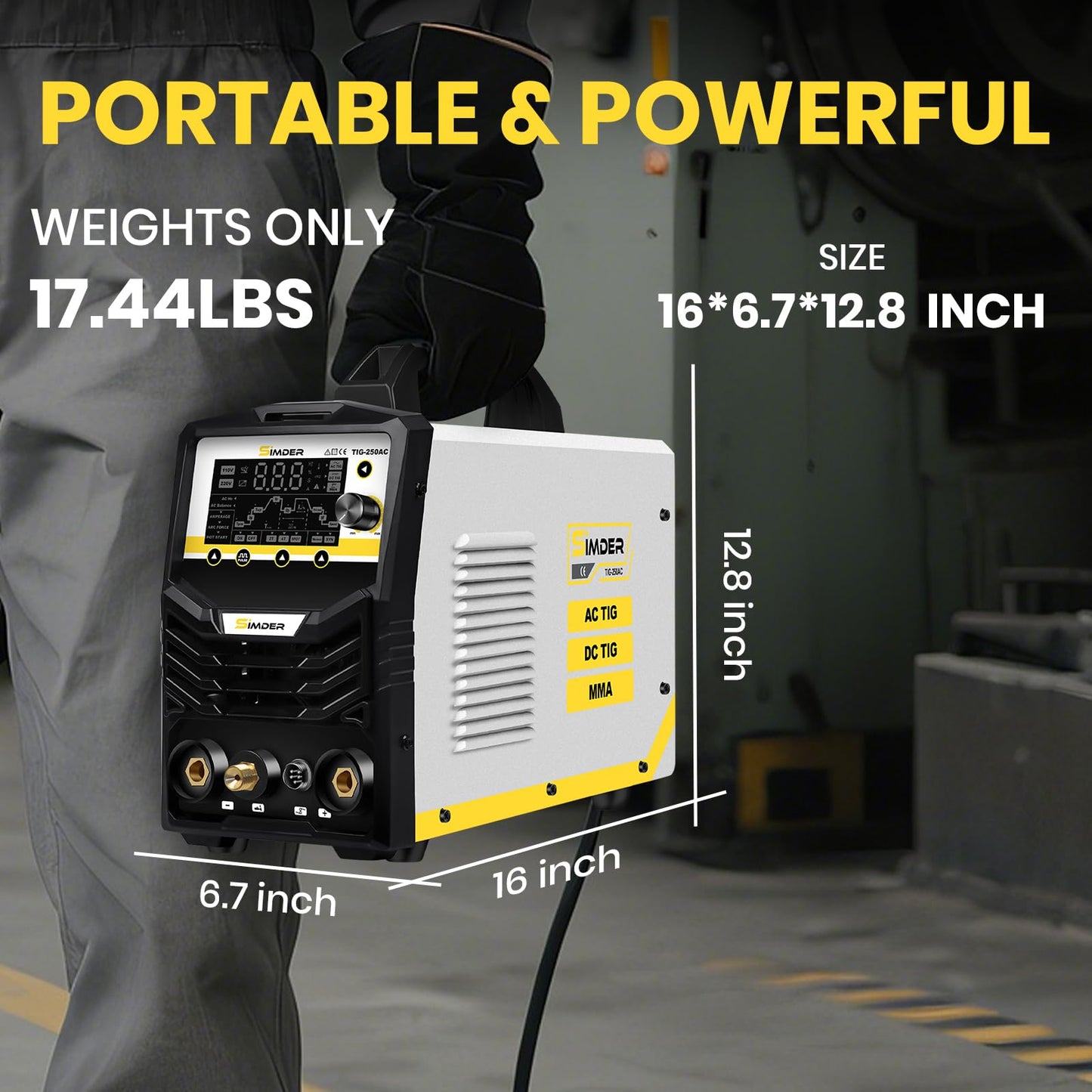 SSimder 250A 6-in-1 AC/DC Pulse TIG Welder – Aluminum Welding Machine with AC/DC TIG, Pulse TIG, Spot TIG, Stick & Dual Voltage, for Home, Garden, Maintenance & DIY