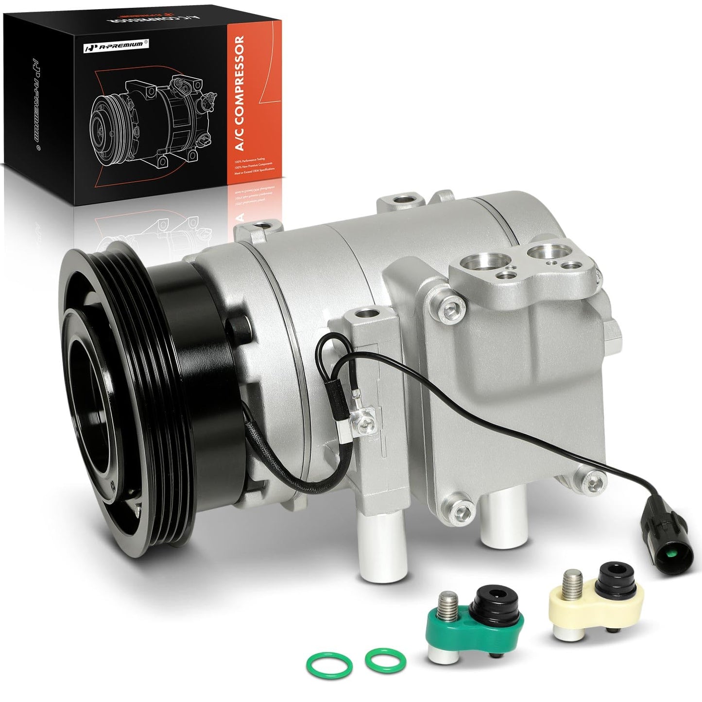 A-Premium Air Conditioner AC Compressor with Clutch Compatible with Hyundai Accent 2001-2005 1.6L, For HS15 Compressor