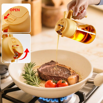 SWEET VIEW Oil Sprayer for Cooking, 16oz/470ml 2 In 1 Glass Olive Oil Sprayr & pourer for Kitchen, Air Fryer, Cooking, Salad, BBQ (Yellow)