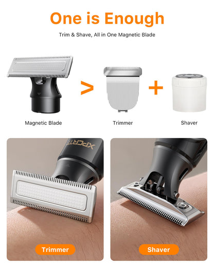 [2025 Upgraded Beard & Body Hair Trimmer for Men [All-in-One] USB-C Fast Charging, Groin & Ball Hair Painless Electric Shaver, Travel Razors, Waterproof Wet/Dry Groomer, Black(Lite)