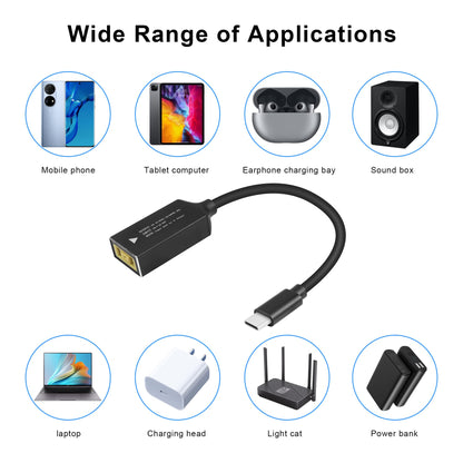 GINTOOYUN PD65W DC5525 to USB-C Charging Cable DC5.5mmx2.5mm Round Female to Type-C Charger Power Adapter Cable for Laptops,Mobile Phones,Tablets, Rechargeables,etc(7Inch)