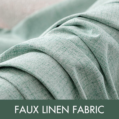 MIULEE Linen Blackout Curtains - 100% Room Darkening Thermal Insulated Grommet Panels | Seafoam Green, 42" x 90" (2 PCs)