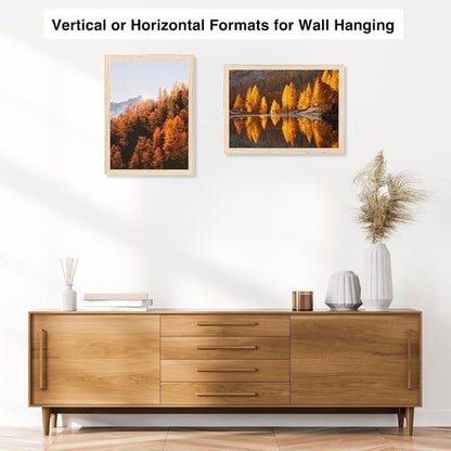 JCJMY 11x14 Picture Frame - Versatile Wall Mounting for Horizontal or Vertical Display | Shatter-Resistant Plexiglass, Natural Finish