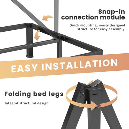 VIPSHOW 18 Inch Twin Heavy Duty 3500 lbs Bed Frame with Round-Corner Legs & Anti-Squeak Design – Quick Assembly Metal Platform, No Box Spring Needed