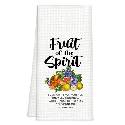 BASGIATH WAR COLLEGE Christian Waffle Kitchen Towels,Scripture Hand Towels, Fruit of The Spirit Bible Verse Dish Towel with Floral Design, Inspirational Gifts for Women, Housewarming or Christmas
