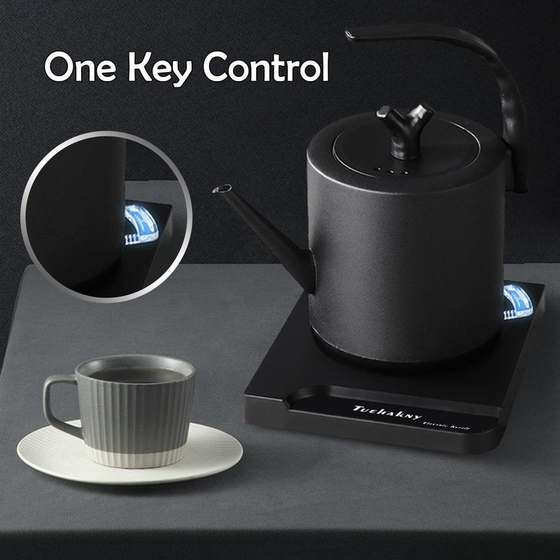 1.0L Gooseneck Electric Kettle - 304 Stainless Steel, 800W Fast Boiling with Auto Shut-Off, Precision Pour Over Kettle for Coffee & Tea, BPA-Free Matte Black Design, For Kitchen, Home, Office