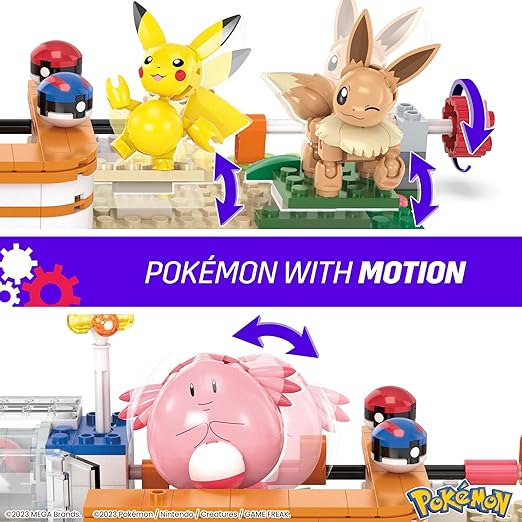 MEGA Pokemon Action Figure Building Toys Forest Pokemon Center with 648 Pieces 4 Poseable Characters Gift Idea for Kids