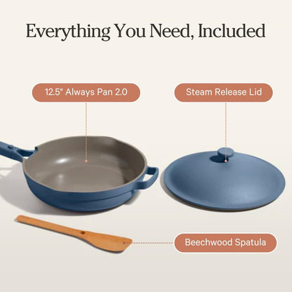 Our Place Large Always Pan | 12.5" Ceramic Pan with Modular Lid & Beechwood Spatula | Patented 10-in-1 Nonstick, Non-Toxic Cookware Made Without PFAS | Induction & Oven-Safe up to 450°F | Lavender