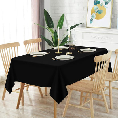 Mulbozy 2 Pcs Black Plastic Tablecloth for Rectangle Table, 54 × 108 inches Disposable Black Party Table Covers for Birthday, Wedding, Baby Shower, Holdiay Party Decoration