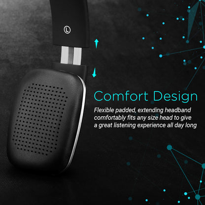 August Wireless Headphones - Cordless Bluetooth Headset with Microphone,Black