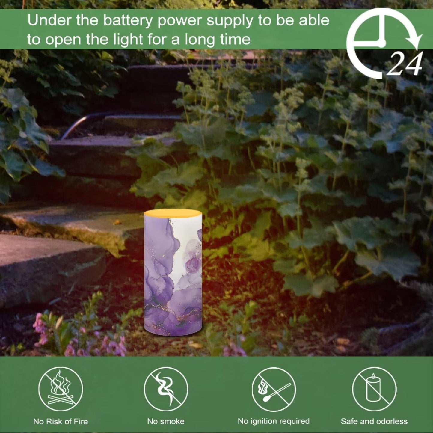 Merkmak Battery Operated Flameless Candles with Remote and Timers Flameless LED Pillar Candles for Camping, Weddings, Home Decoration Battery Tea Lights, Purple Marble