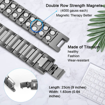 JEROOT Magnetic Bracelets for Men, Pure Titanium Bracelet (4000Gauss Per Magnet), Men's Bracelet Lymphatic Jewelry Gifts (Grey)