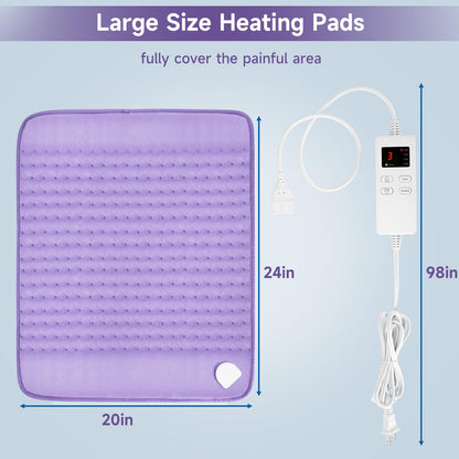 Heating Pad for Back, Large Heating Pads for Body Muscle Pain Cramps Relief, 6 Heat Settings Machine Washable Electric Heating Pad, Birthday Christmas Gifts for Women Mom