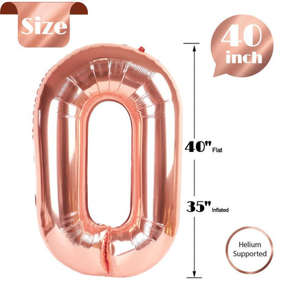 Rose Gold Number 26 Balloon 40 inch, 26 Number Balloons, 26th Birthday Decorations, 26 Year Old Women Men Rose Gold Party Supplies
