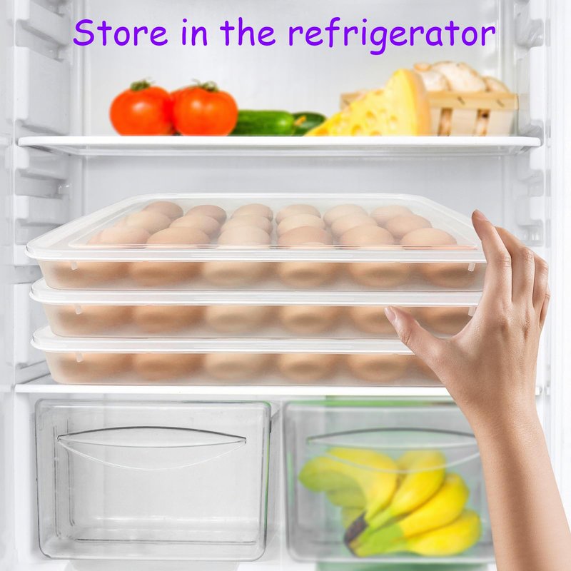 Jgalnim 3Pack Egg Trays,Deviled Egg Containers with Lid,Egg Container Carrier,Refrigerator Portable Egg Trays for 72 Eggs Storge Holder Easter Day Thanksgiving Party Home Kitchen Supplies