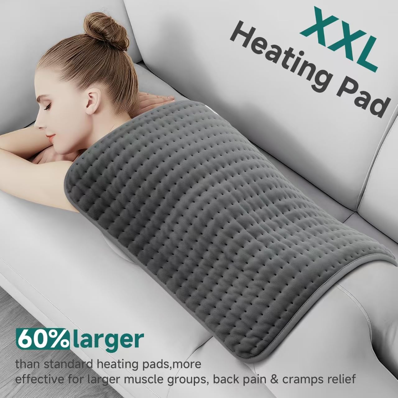 XXXL Heating Pad for Back & Women, Electric Large Heating Pads for Period Cramps Shoulder Neck Legs Pain Relief, 17"x33" King Size Heat Pad, Auto Off, Birthday Mother’s Day Gifts for Mom Dad Women Men