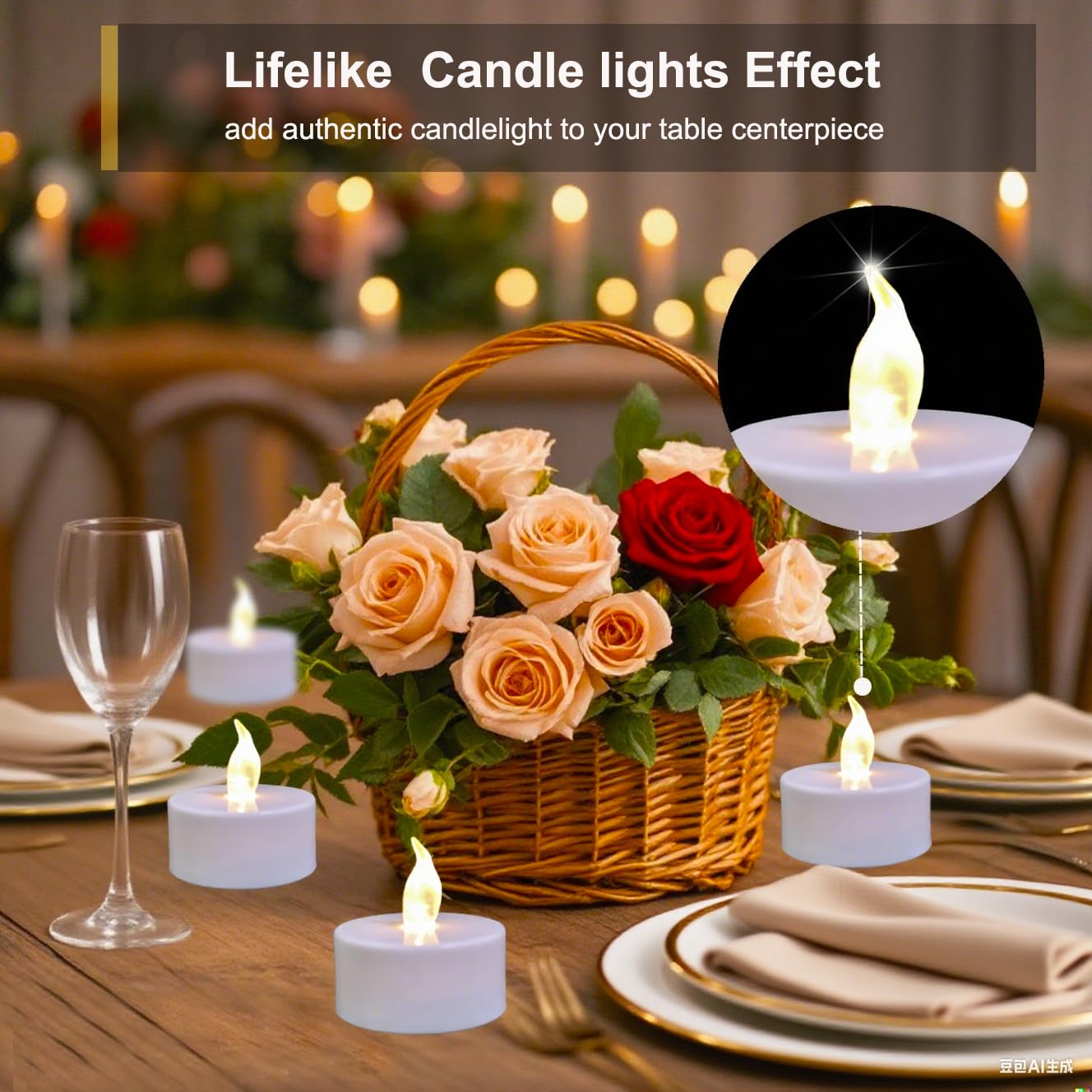 Battery tealights ,24 Pack Realistic and Bright Flickering Last 200 hours Longer Battery Operated Flameless LED Tea Lights candles for Holiday, Weddings, Birthdays,Halloween,Christmas(Warm White)
