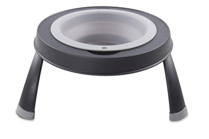 Dexas Pets Single Elevated Pet Feeder/Pet Bowl, Large/ 4 Cup Capacity, Light Gray