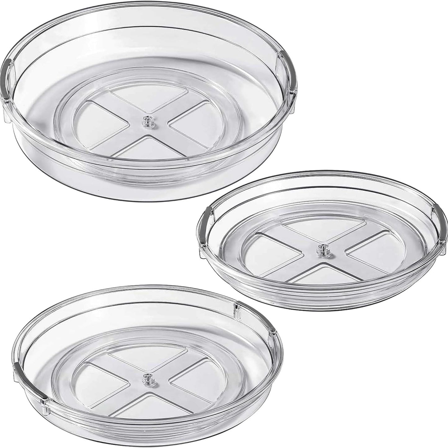 LAMU 3 Pack Lazy Susan Organizer Turntable for Cabinet, Rotating Condiment Organizer for Kitchen Pantry Organizers and Storage, Table Top, Fridge, Countertop, Spice Organization, 9.25'' 10.6'' 12''