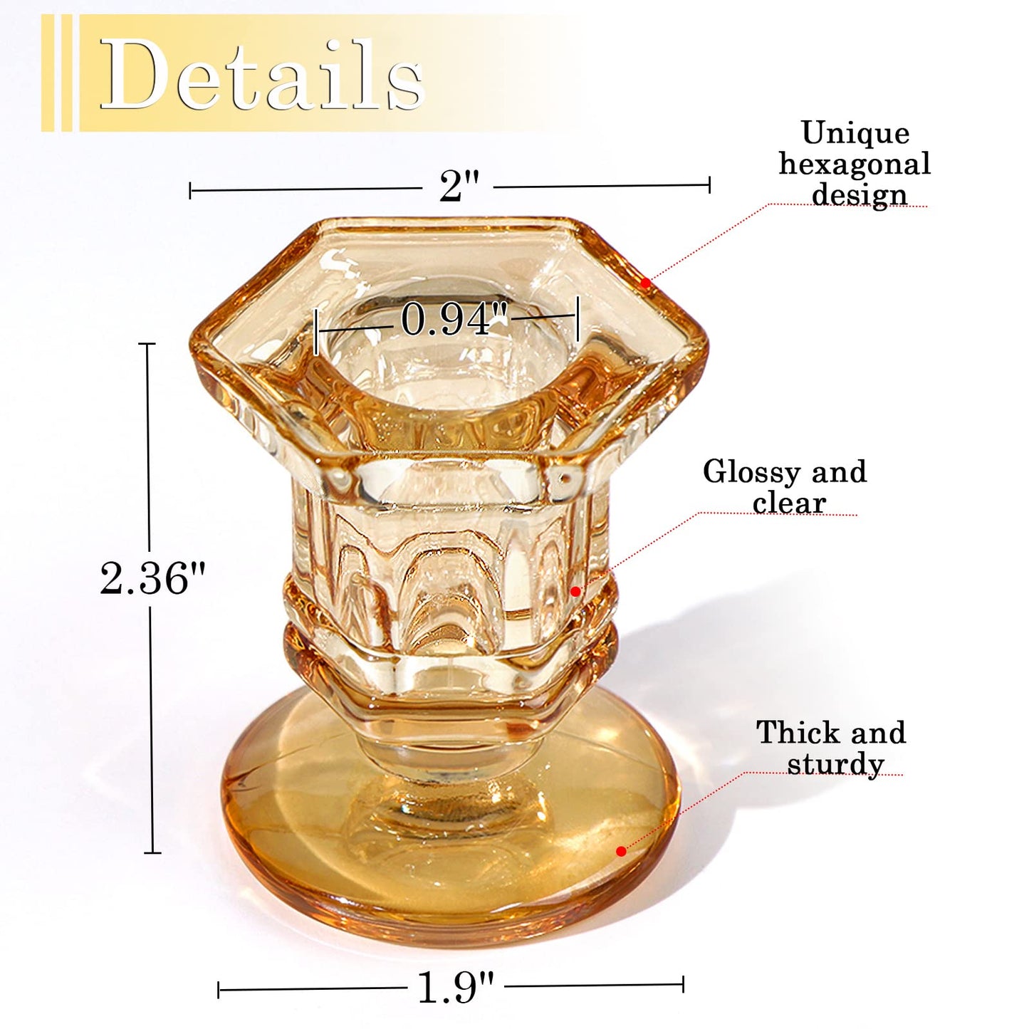 Lanttu 12 Pcs Gold Glass Candle Holders Set, Candlestick Holders Bulk, Taper Candle Holders for Wedding, Festival Table Centerpiece,Home Decoration