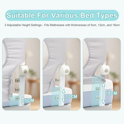 Omebel Toddler Bed Rail, 180cm/200cm Extra Long Baby Kids Bed Rail Guard Height Adjustable Folding, Safe Bed Side Rail for Queen, Full Size, Twin, King Size, Foldable & Button-Release Design